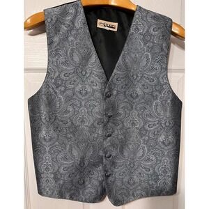 After Hours Mens Silver Paisley Tuxedo Vest Formal Wedding Waistcoat Adjustable
